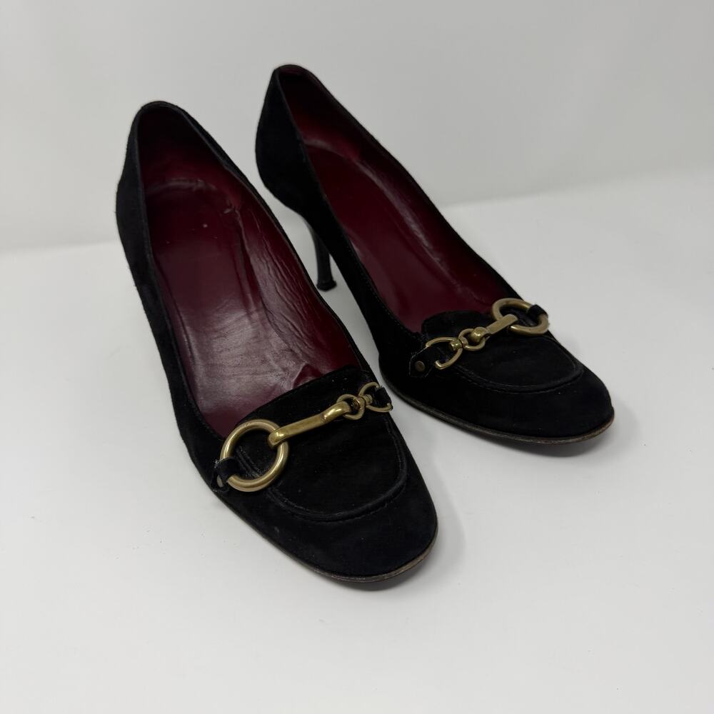 Coach Black Suede Horsebit Heels Pumps Size 8B